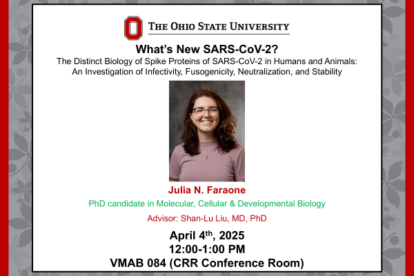 Flyer with details about Julia Faraone's PhD Defense seminar